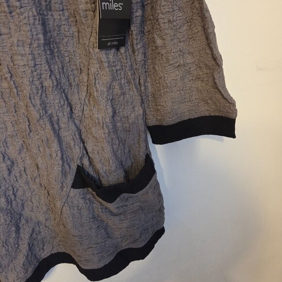 Ali Miles M Grey Trimmed in Black Tunic w/Cowl Neckline, Long Sleeves, 2 Pockets - Picture 4 of 7